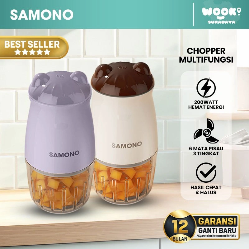 [CHOPPER TERLARIS] SAMONO Food Processor Food Chopper 300ml Low Watt Mesin Penghalus Daging dan Buah Garansi Resmi 1 Tahun SW-MC200