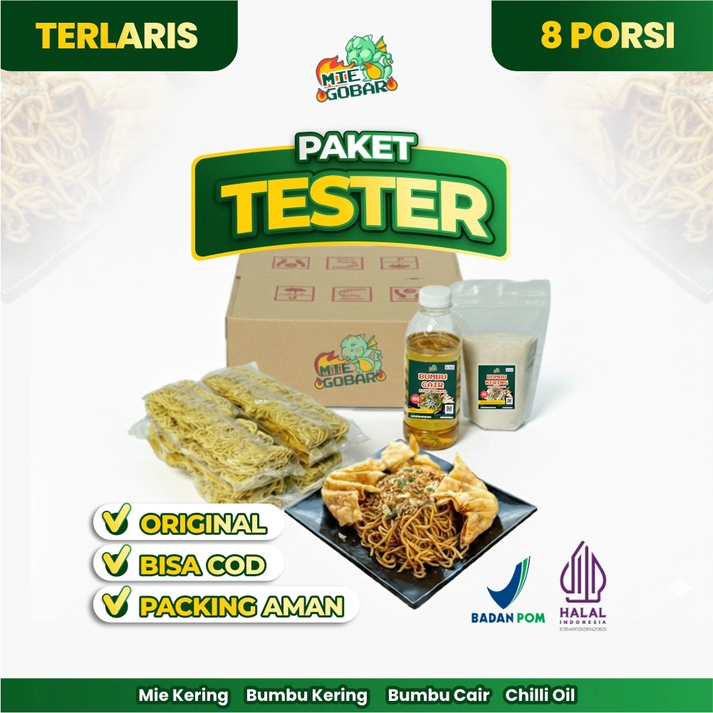 MIE PEDAS ala G*coan / W*zzmie / Mie K*ber - 8 Porsi Tester Mie Gobar Lengkap Dengan Bumbu Kering & Cair