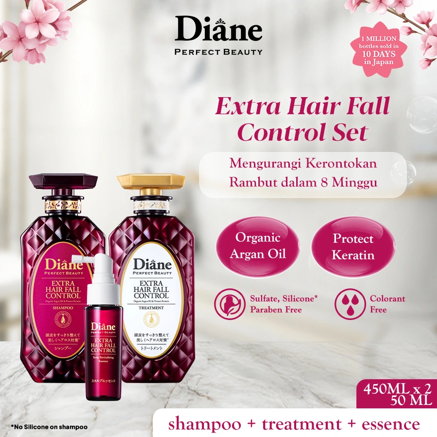 PAKET Diane EXTRA HAIR FALL CONTROL Shampoo + Treatment + Essence