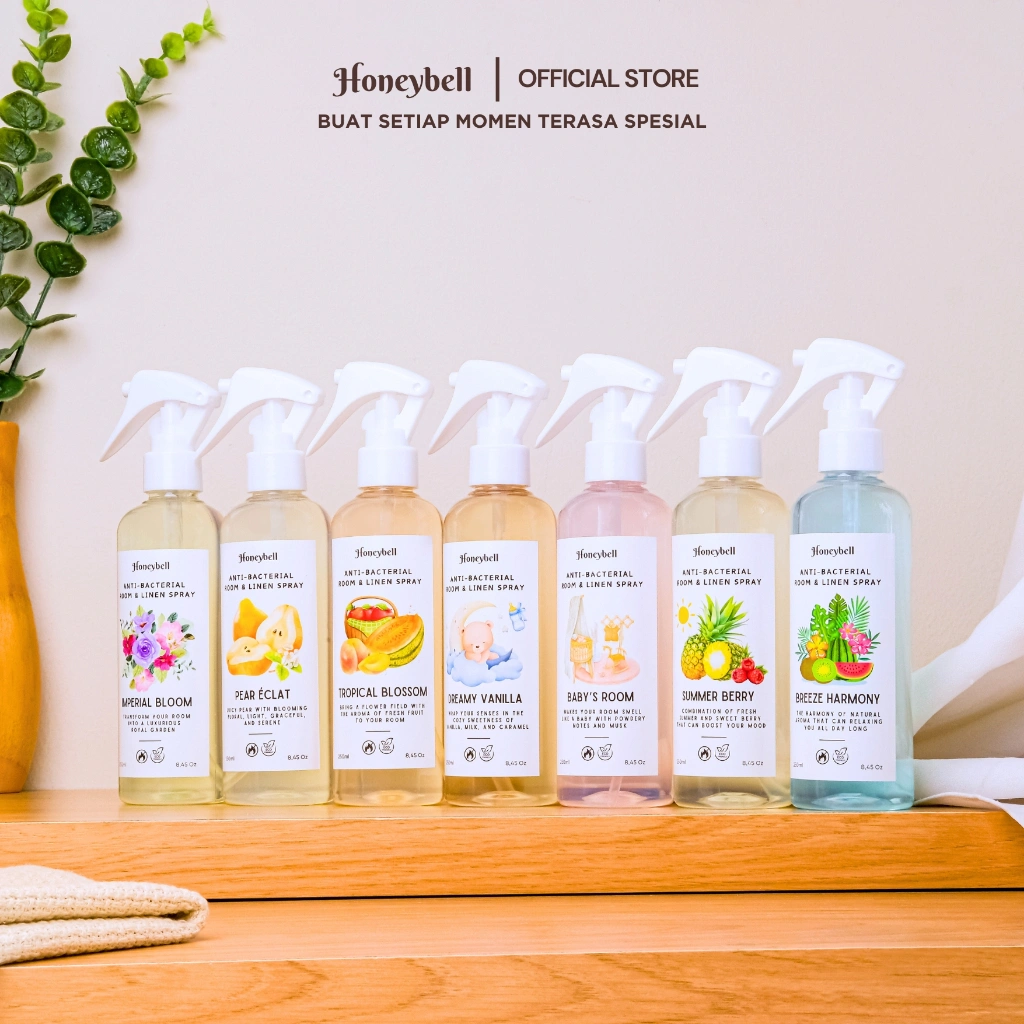 Honeybell - Room & Linen Spray Anti Bakteri 250ml | Anti Bacterial | Pengharum Pewangi Kain Ruangan