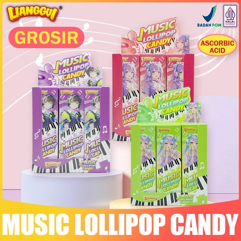 Lianggui - Permen Lolipop Musik Halal -Permen Buah Viral Teratas, 3 Rasa, Snack Lebaran Anak Favorit