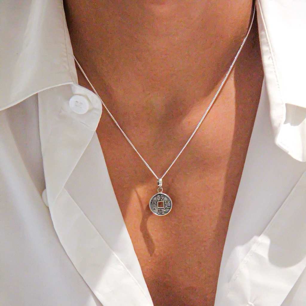 Liontin Bulat Perak 925 Asli Pendant Model Koin Kecil Simple