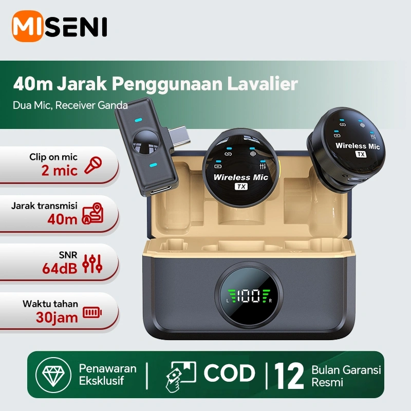 MISENI Q8 Mic Kecil Jepit Clip on Mic Hp Magnet Wireless Untuk Android Iphone Portable Lavalier Microphone Di Baju Plug and Play Suara Jernih Rekaman Recording Vlog Youtuber Live Streaming Microfon Konten Kreator Asmr