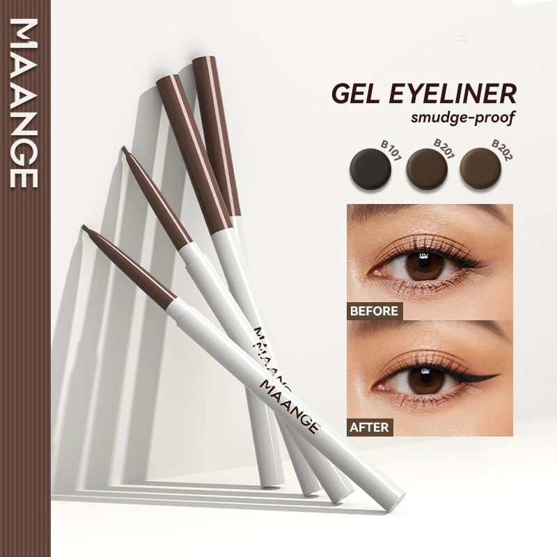 MAANGE Eyeliner Gel Waterproof Tahan Lama Tekstur Lembut, Aplikasi Halus & Tahan Air Eyeliner Pen MG-E07