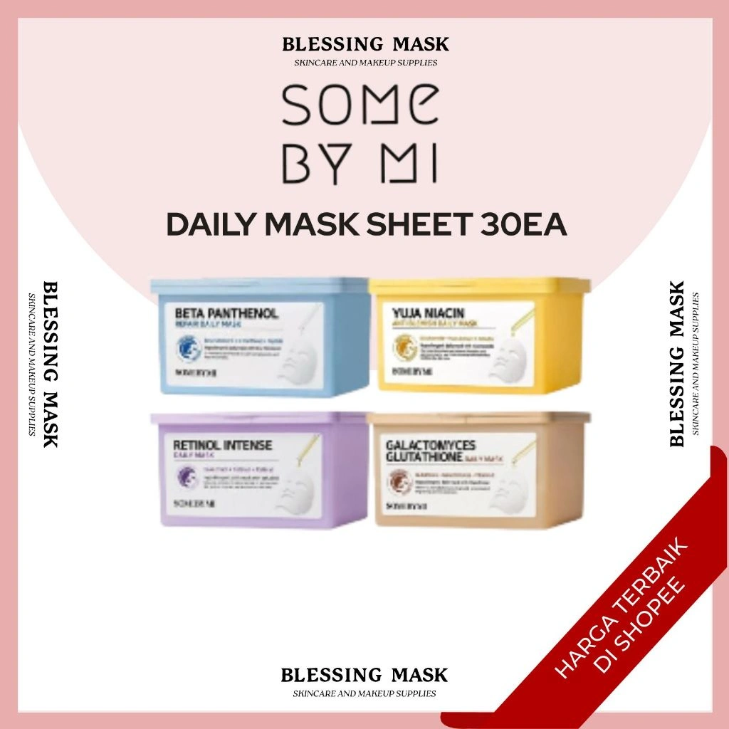 SOME BY MI GALACTOMYCES Glutathione | RETINOL Intense | Beta PANTHENOL | YUJA Niacin DAILY MASK (30pcsin1) | SOMEBYMI Sheet Mask masker wajah korea