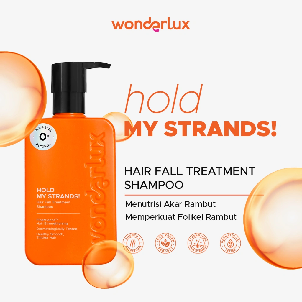Wonderlux Hold My Strands! Shampoo Hair Fall Treatment For Sensitive Scalp Sampo Rambut Rontok 250ml Shampoo SLS & SLES FREE