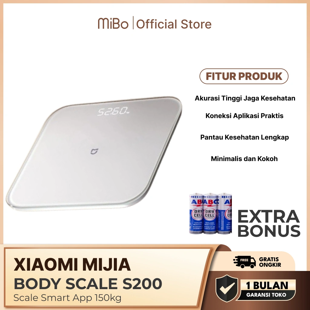 Xiaomi Mijia S200 Smart Scale Timbangan Badan Digital Presisi 150kg Bluetooth