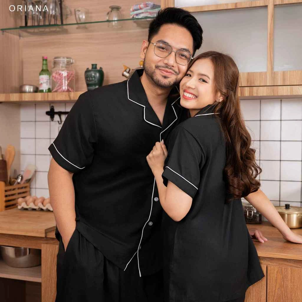 Oriana Sleepwear Piyama Set Poly Bamboo Palmer Navya Series for Man / Pajamas Pria Sizing / Baju Tidur Pria Tangan Pendek
