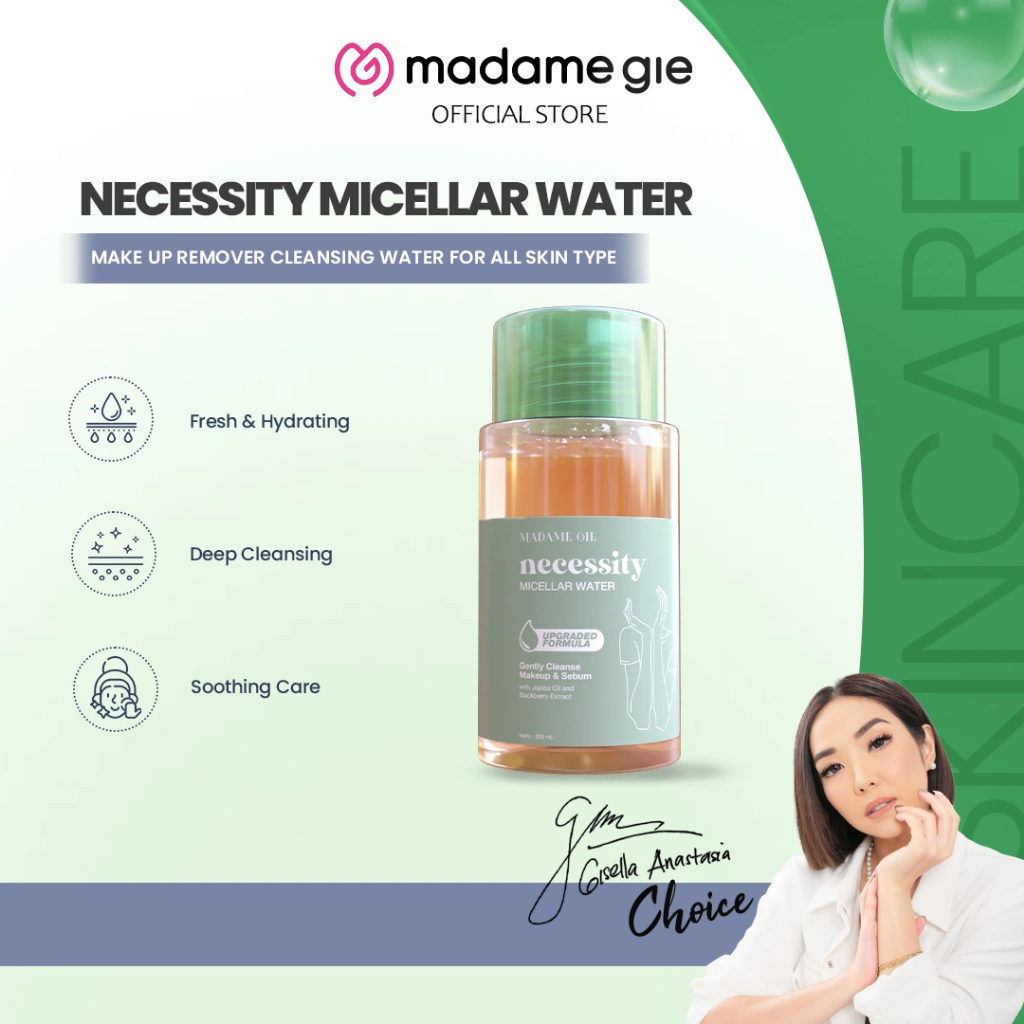 MADAME GIE Necessity Micellar Water 300ml - Make Up Remover Cleansing Water for All Skin Type | GLAM GIRL OFFICIAL