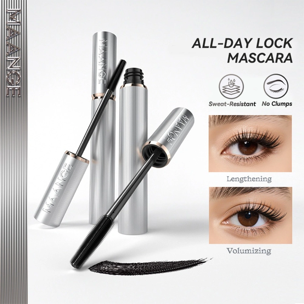 MAANGE 2 IN 1 Silicone Brush Mascara Waterproof 12H, Long-Lasting, Smudge-proof, Professional Length & Volume MG-E08