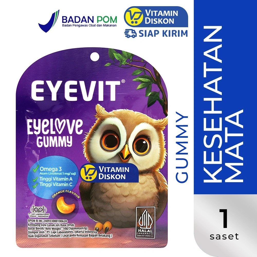 EYEVIT GUMMY RASA ORANGE | Suplemen Kesehatan Mata, Menutrisi Mata, Megurangi Kelelahan Mata, Antioksidan, Vitamin Gummy Kesehatan Mata, Vitamin A & C