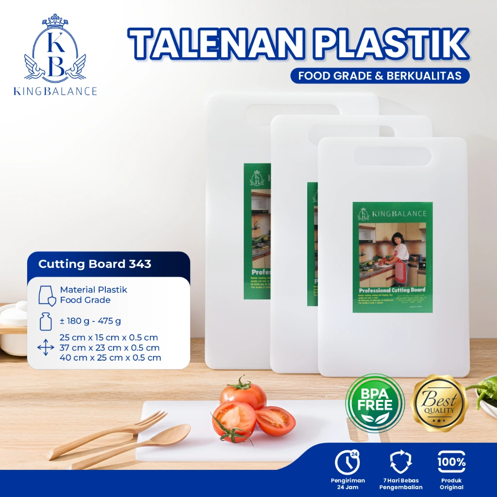 KING BALANCE Talenan Plastik Foodgrade / Cutting Board Tebal Putih / Talenan Plastik Warna Putih 343