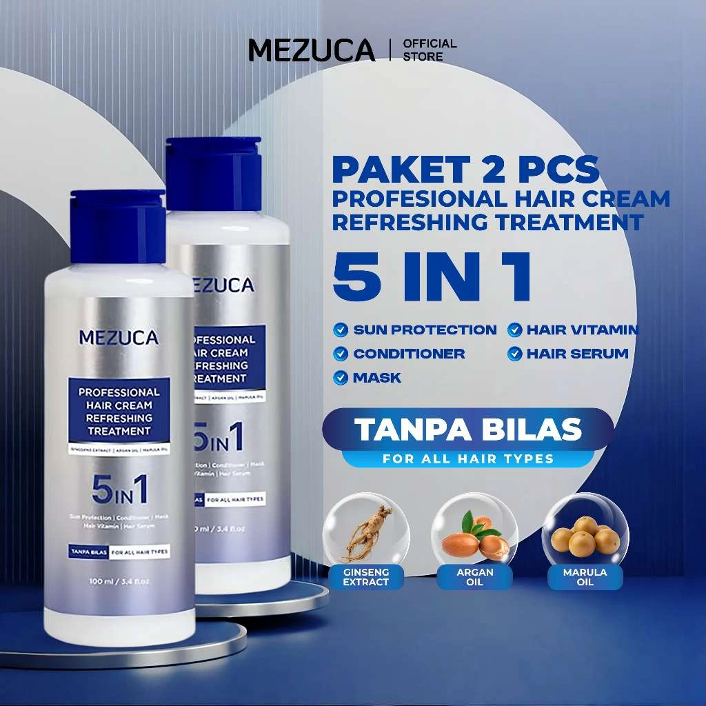 [Dapat 2 PCS] MEZUCA Profesional Hair Cream Refreshing Treatment Tanpa Bilas 5in1 Sun Protection Conditioner Vitamin Serum Masker Rambut  Efek Salon