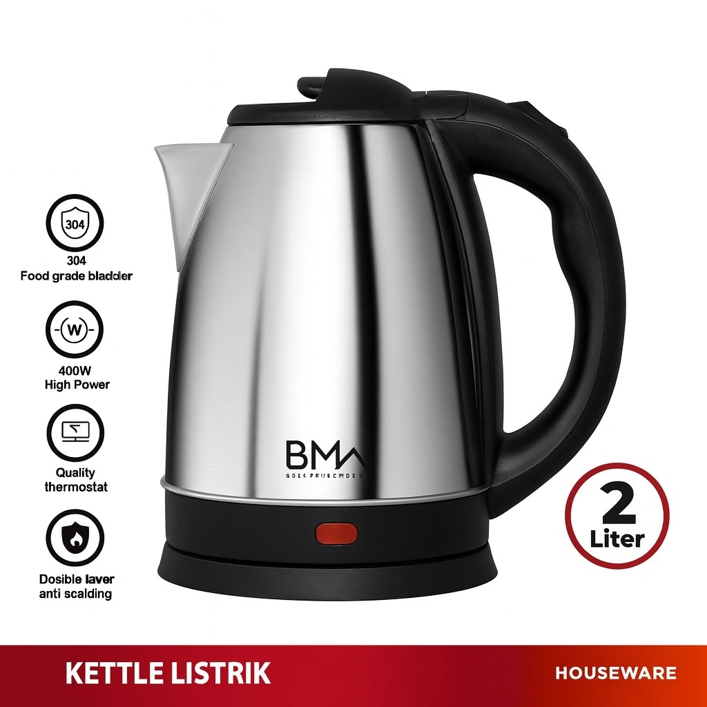 Teko Listrik Pemanas Air Panas Stainles  2Liter