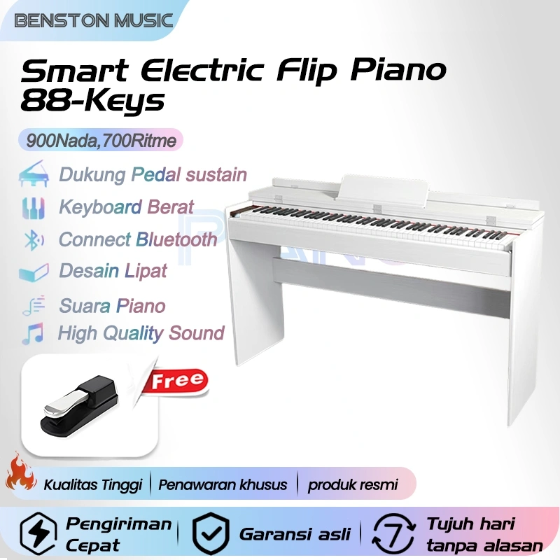 Benston Music -  Piano elektrik, Smart Electric Flip Piano 88-Keys/ Dengan MIDI yang dapat dihubungkan ke ponsel