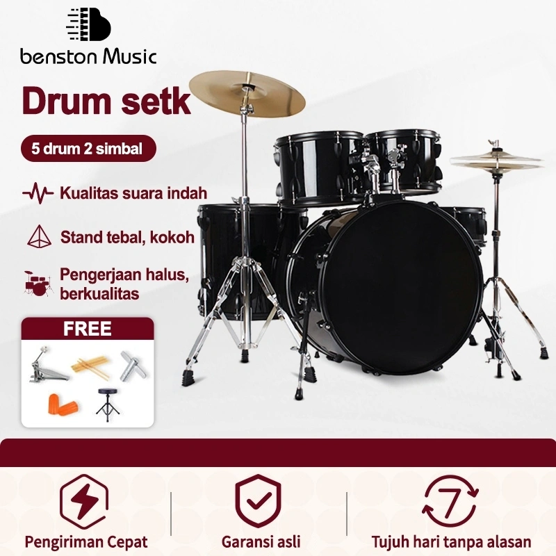 Benston Music- Drum set dewasa, drum set profesional, drum jazz profesional, drum pertunjukan profesional, instrumen perkusi.