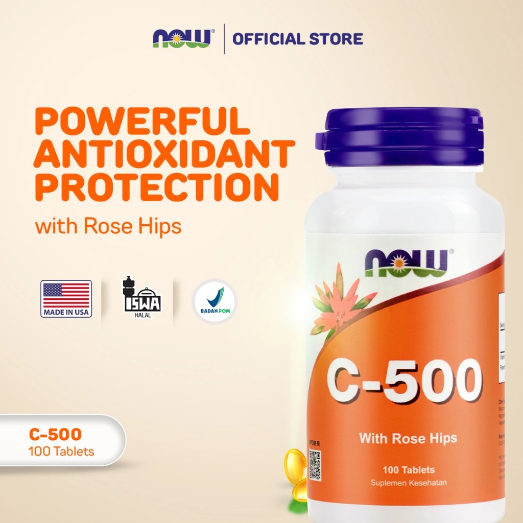 NOW Supplements, Vitamin C-500 With Rose Hips, 100 Tablets