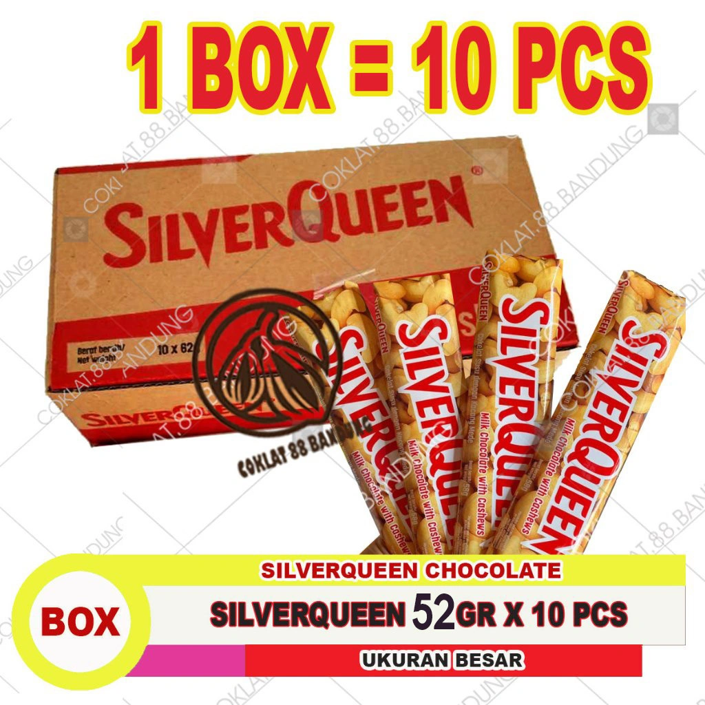 SilverQueen 55 gram / 52gr 1 Box Isi 10pcs – Almond Mede Mix Rasa, Kemasan Khusus Hadiah 55gr