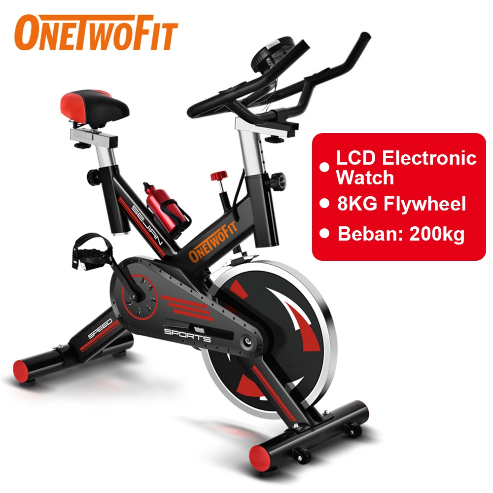 OneTwoFit Spinning Bike Sepeda Statis Exercise Bike Cardio Sepeda Fitness LCD Monitor Adjustable Seat