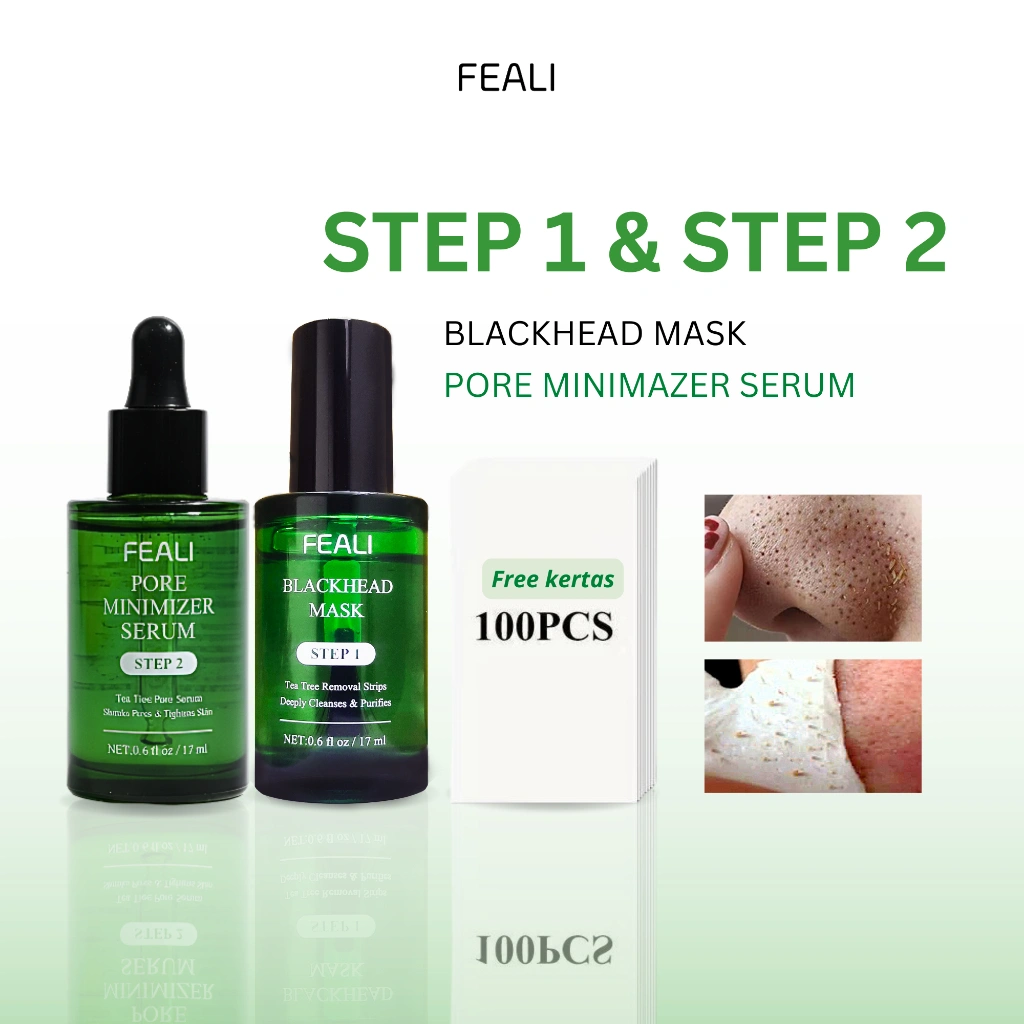 (BPOM) FEALI Blackhead Remover Mask Step1 Peel Off Free Kertas & Step2 Pore Serum