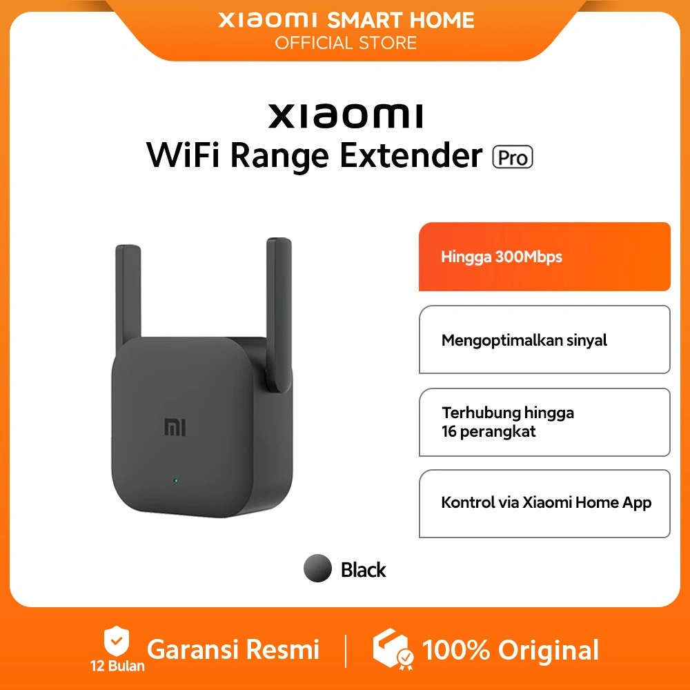 Xiaomi Wi-Fi Range Extender Pro | 2 x 2 Antena Eksternal | 300 Mbps | Mendukung Aplikasi Mi Home | Terhubung hingga 16 perangkat [Official Store]