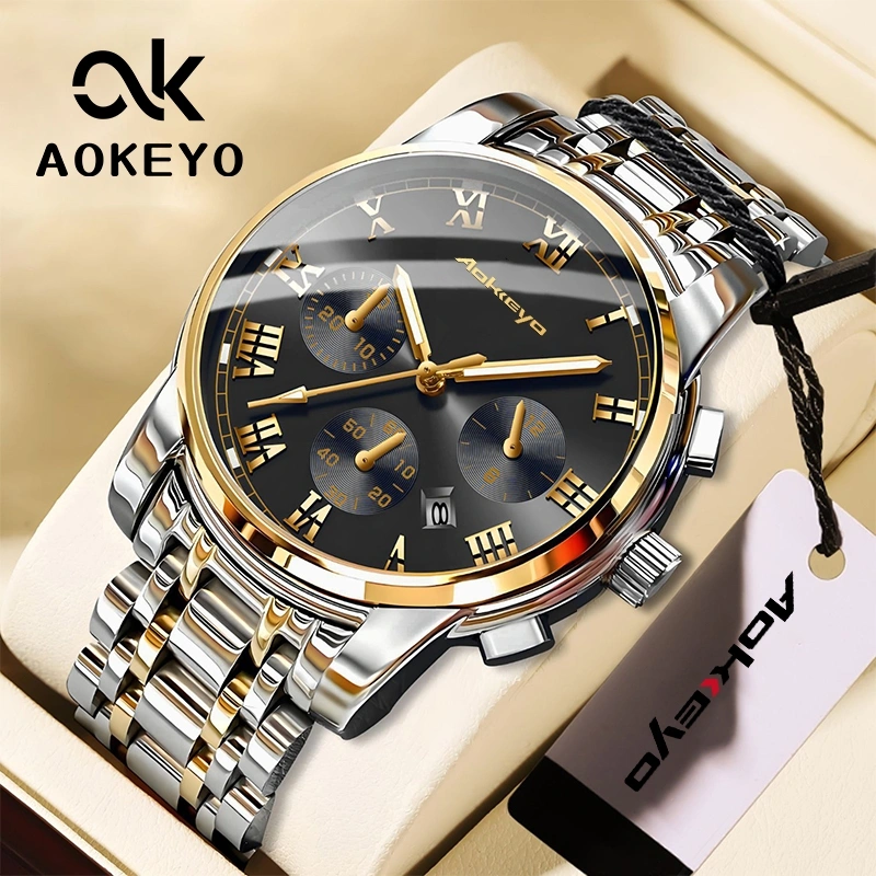 Aokeyo 4006 Jam Tangan Pria Anti Air Original Luxury Stainless Steel Free BOX+Kartu