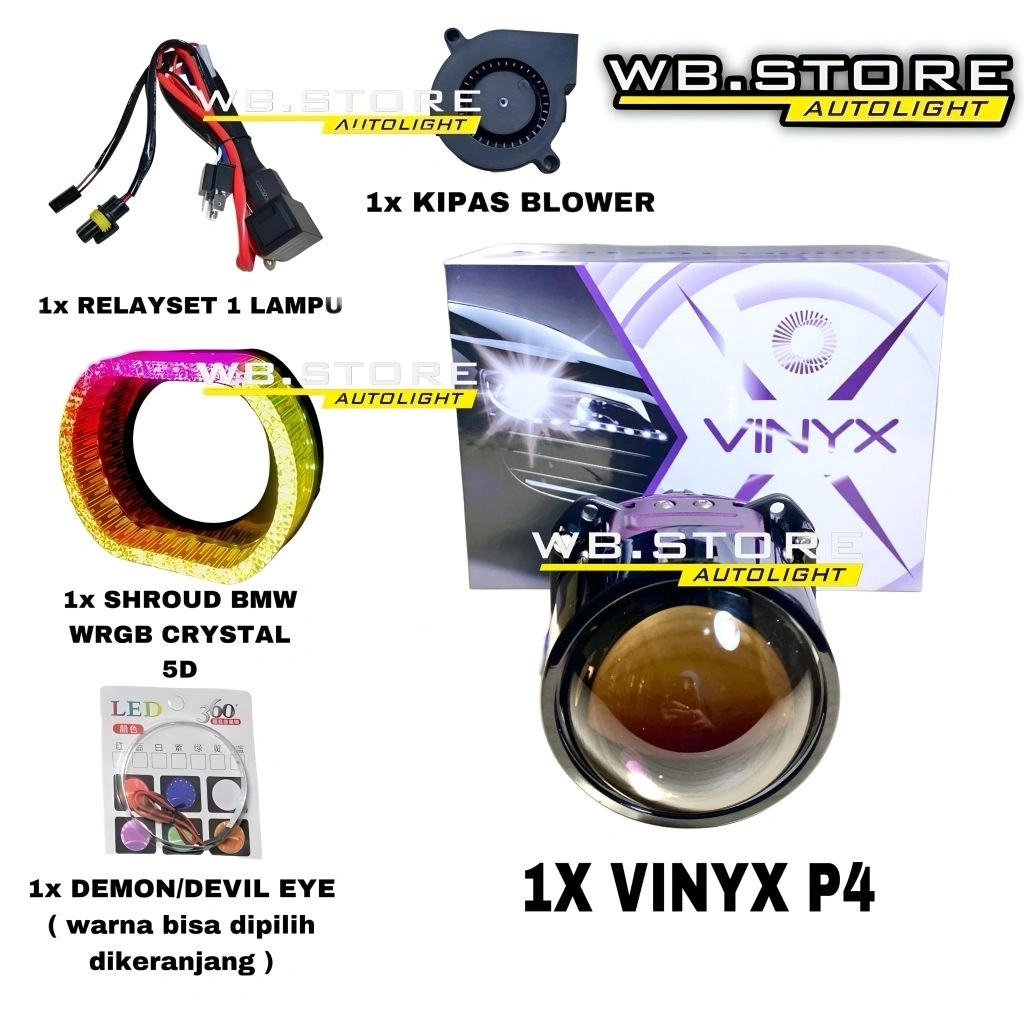 PAKET BILED VINYX P3 P4 60 WATT 50 watt 2.5 inch PURPLE LENS BILED VINYX P4 biled terang murah biled murah