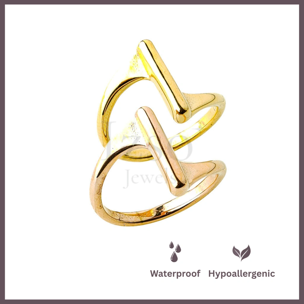 Izso Jewels - Caroline Ring - Cincin Edgy 18K Gold Plated Stainless Steel Anti Karat