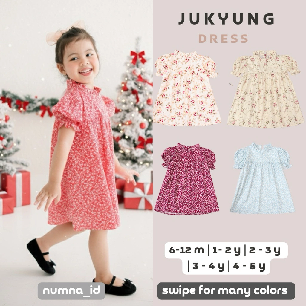 numna Dress Anak Bahan Katun JuKyung Dress Lengan Pendek usia 1-5 tahun
