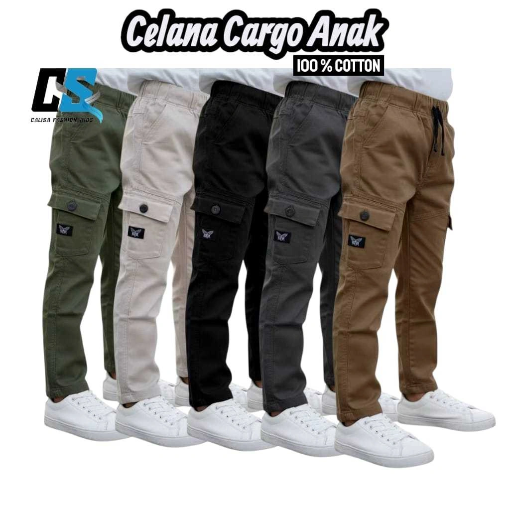 Celana Panjang Anak Cargo Umur 3-15 Tahun | KAIN TWILL STRECTH PREMIUM