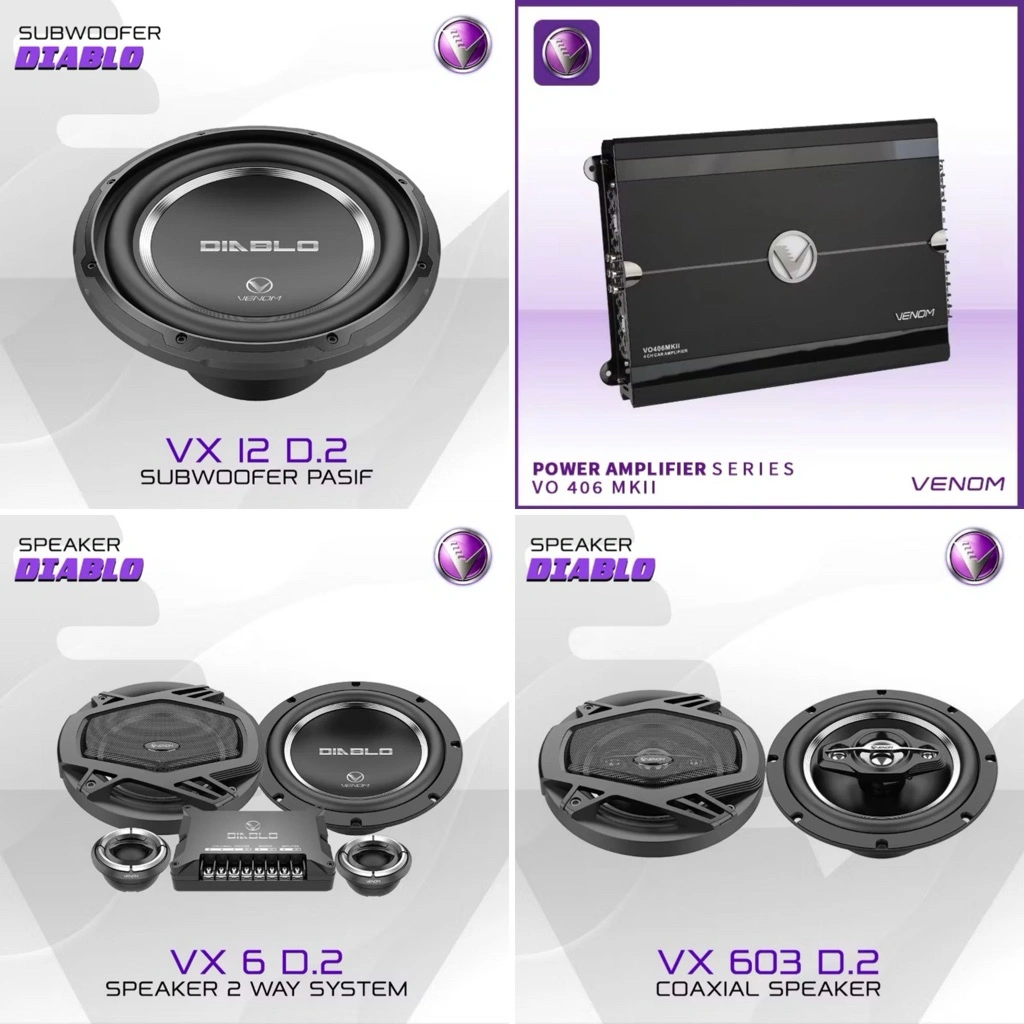 HOT PROMO !!!! PAKET AUDIO VENOM Type DIABLO U/ SEMUA MOBIL SOUND QUALITY / ITEM & PAKET