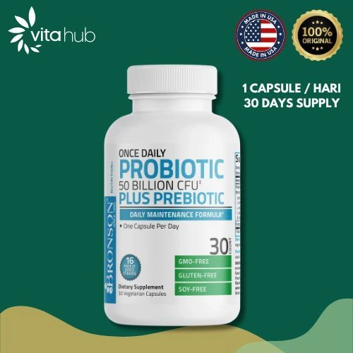 Bronson Probiotic + Prebiotic Once Daily - 30CAPS - Probiotik Prebiotik