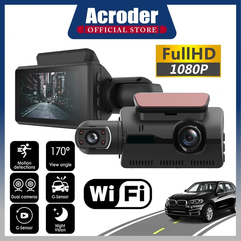 Acroder Dashcam Mobil A68 WiFi 1080P Loop Recording Perekaman 24 Jam Pemantauan Parkir G-sensor