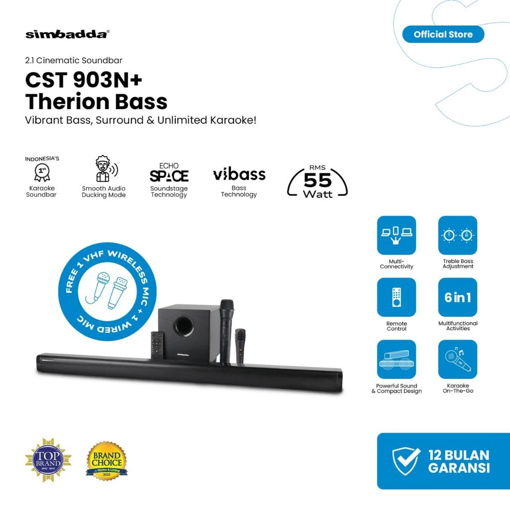 Simbadda CST 903N+ Therion Bass Speaker Bluetooth Soundbar Karaoke TV