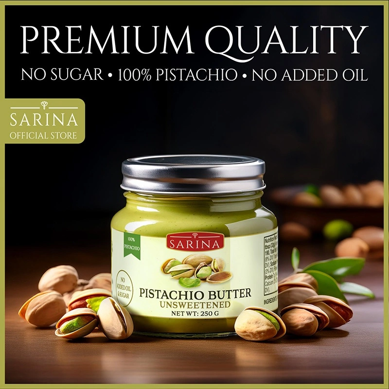 Pistachio Butter 100% Murni – Vegan, Tanpa Gula, Untuk Roti & Baking | Sarina