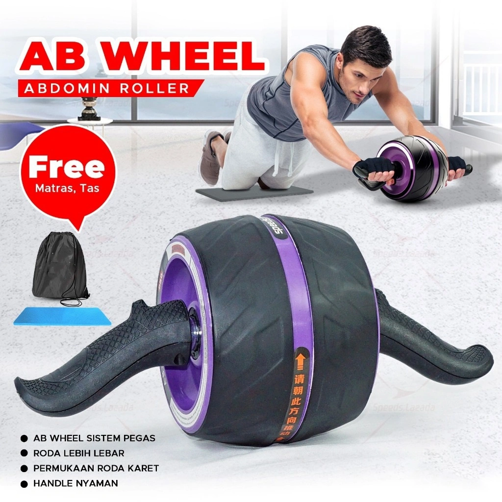 AB Roller Alat Push Up Wheel Roda Besar Fitness Alat Olahraga Praktis fitnes perut rumah tangga multifungsi 2in1 Ab Roller Wheels Plank Trainer Abdominal Core Roller Alat Pembentuk Otot Automatic Rebound Gym