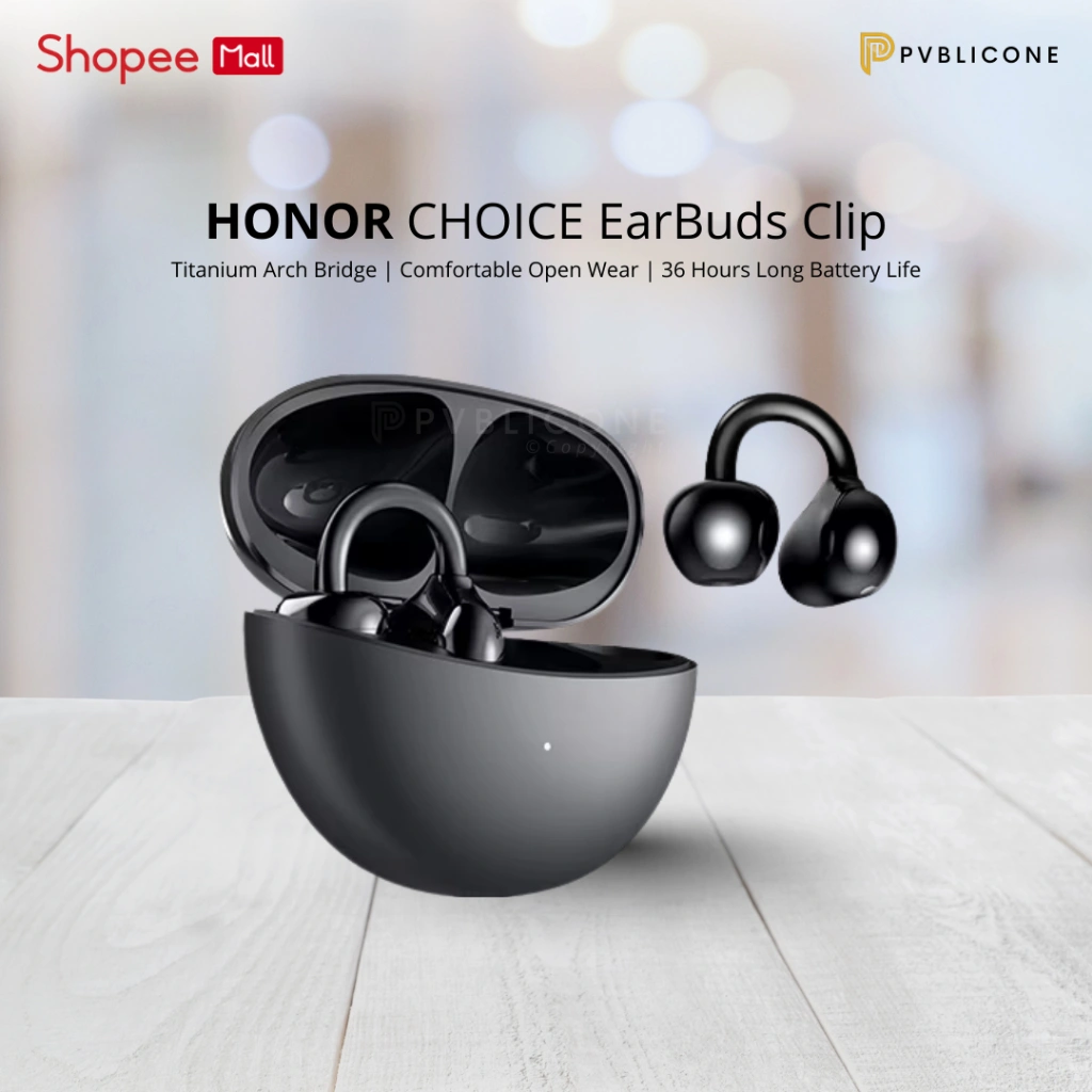 HONOR Earbuds Clip Titanium Arch Bridge Comfortable Open Wear 36 Hours Long Battery Life IP54 Bluetooth 5.3 Garansi Resmi