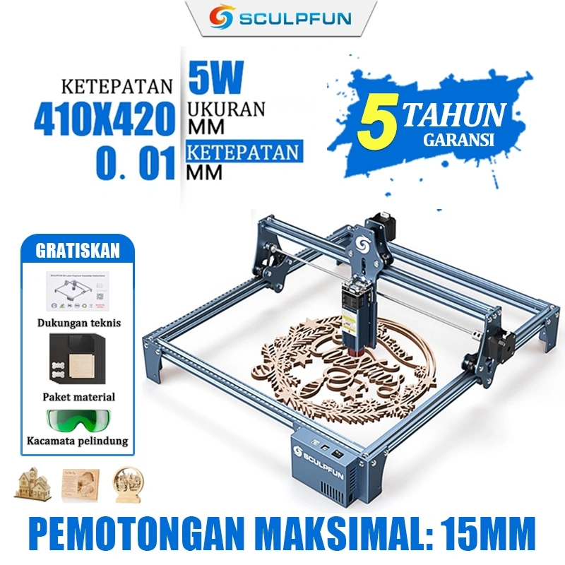 SCULPFUN S9 Authentic Mesin Laser Cutting Akrilik 5W Grafir Laser Engraver Mesin Ukiran Laser Kayu DIY Laser Printer Ukir