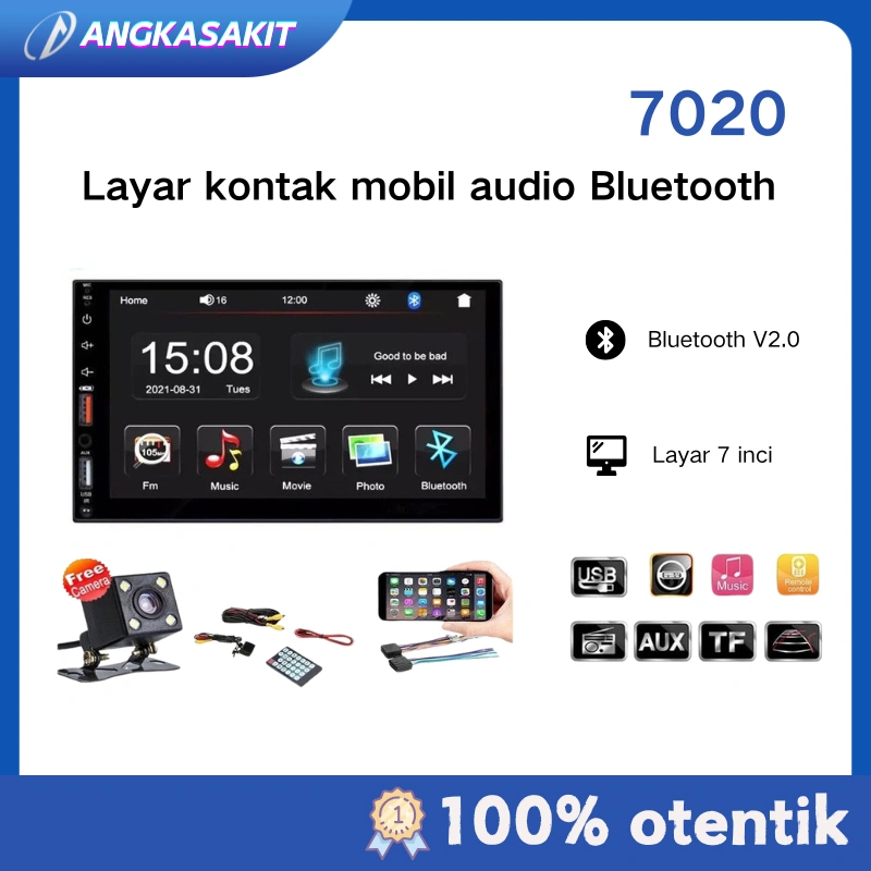 7020/7010/7018b Head Unit Double DIN Android 7 INCI Audio Car MP5 Player Bluetooth Radio Dan Kamera Mundur Mobil Touch Screen Radio Dukungan Bluetooth Radio FM/USB/Kartu TF Fungsi Sentuh Stereo HD Dengan TV
