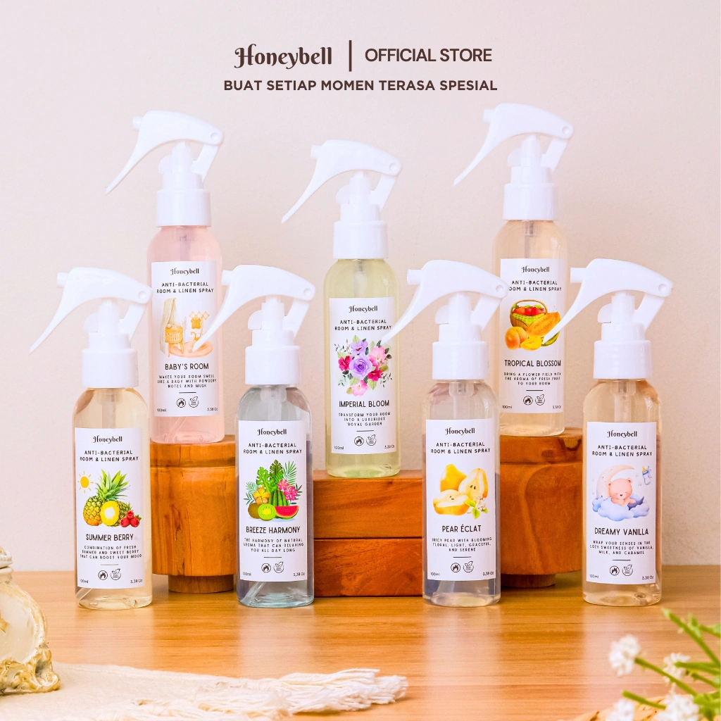 Honeybell - Room & Linen Spray Anti Bakteri 100ml | Anti Bacterial | Pengharum Kain Pewangi Ruangan
