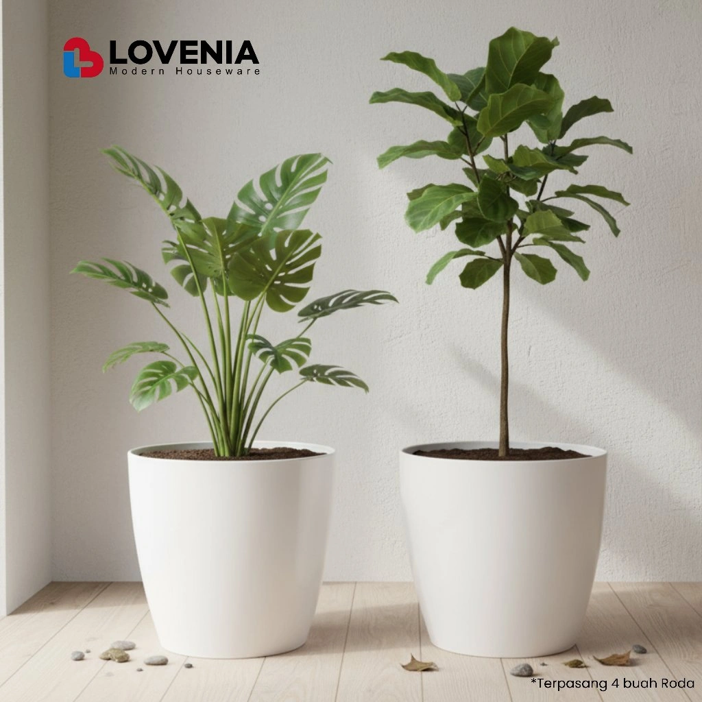 Lovenia Pot Plasik Jumbo PUTIH Minimalis Pot Tanaman Besar