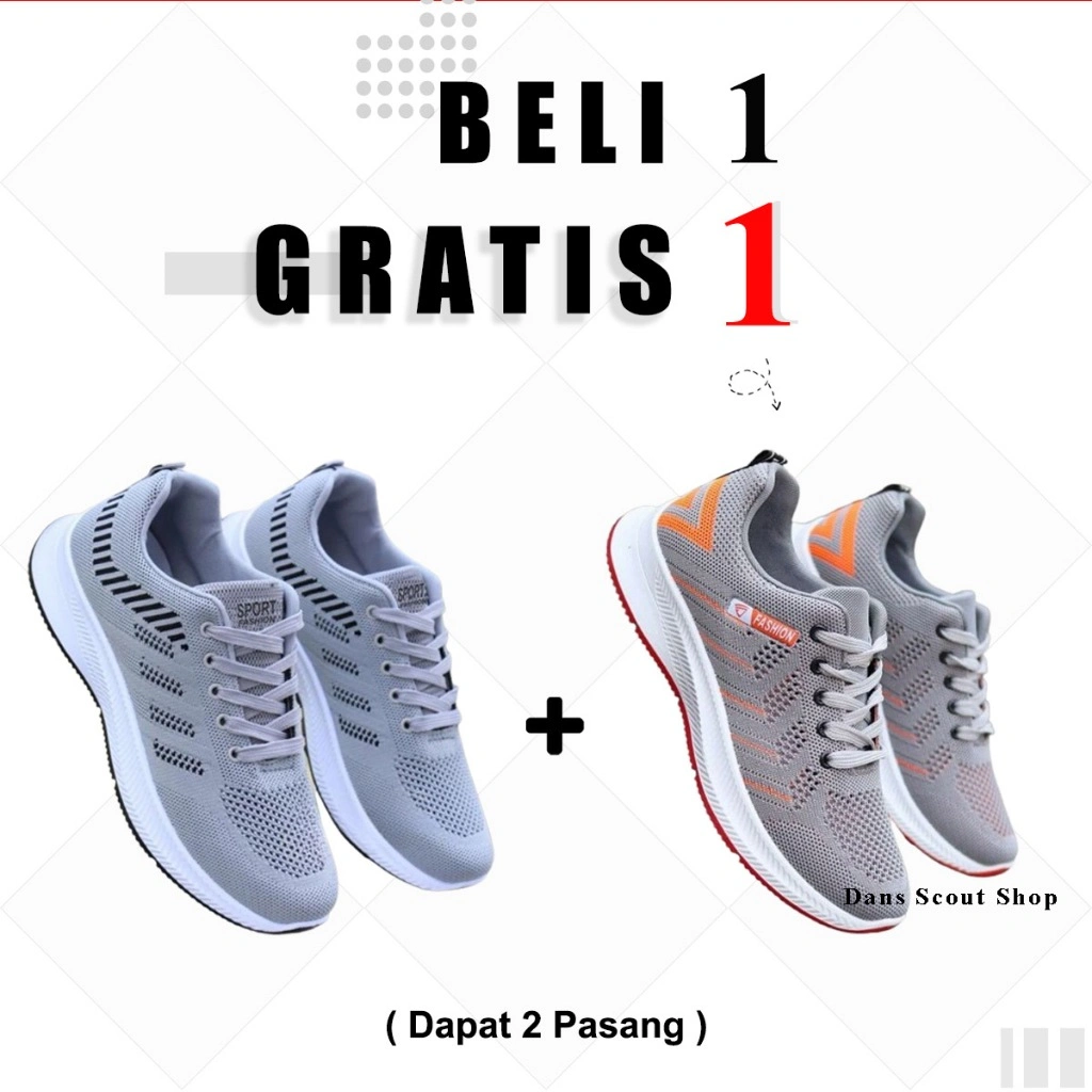 BELI 1 GRATIS 1 !!! PROMO Sepatu Sneakers Pria Sepatu Sport Kasual Casual Shoes