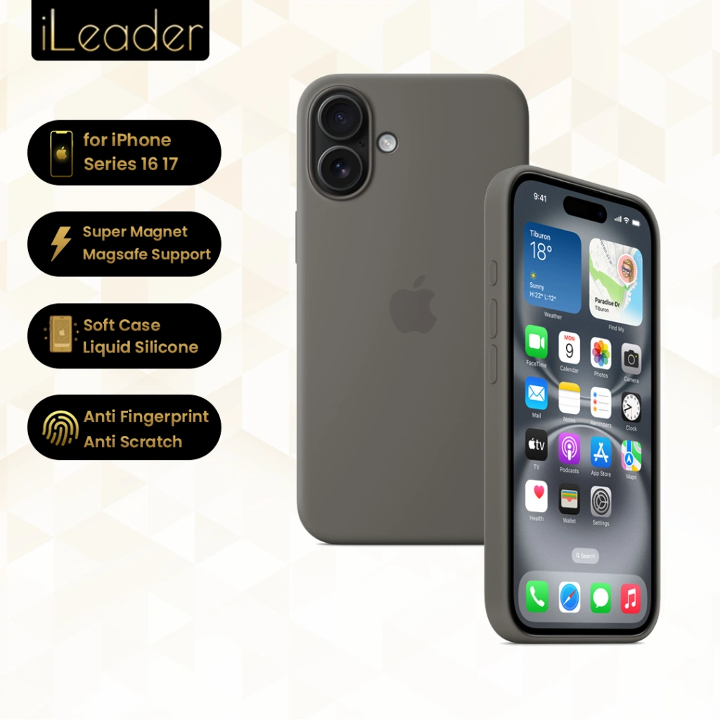 iLeader iPhone 17 16 15 14 13 12 Series Silicone Case with Magsafe Anti-fall Casing Silikon iPhone 16 Plus 16 Pro Max Anti Jatuh