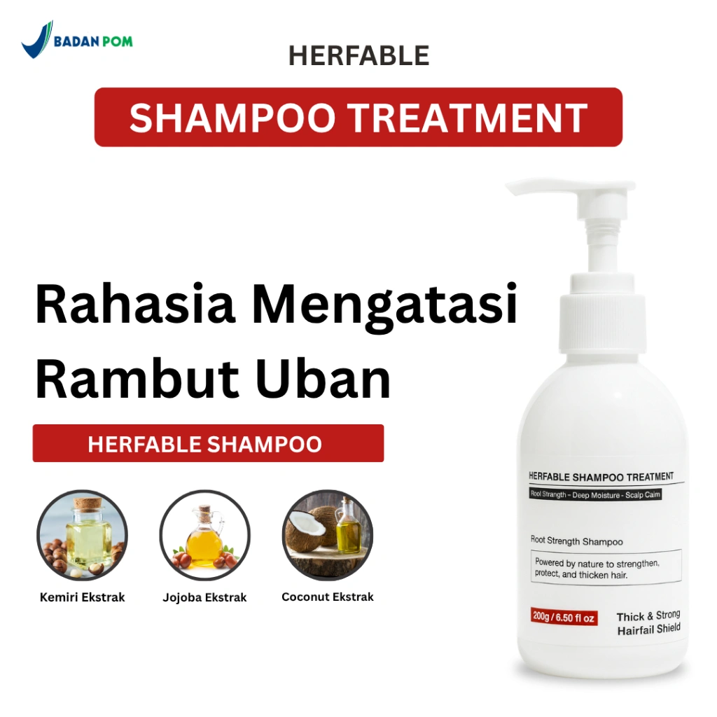 Herfable Shampoo Penghilang Uban Penghitam Rambut Uban Original shampo anti uban