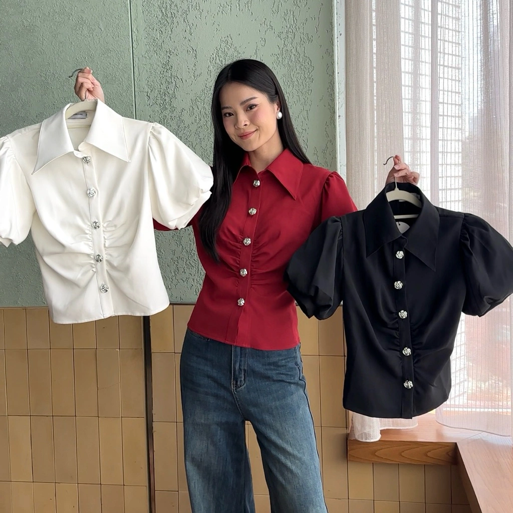 LASOLANGE - Mandy Shirt | Atasan Kemeja Wanita | Blouse Wanita