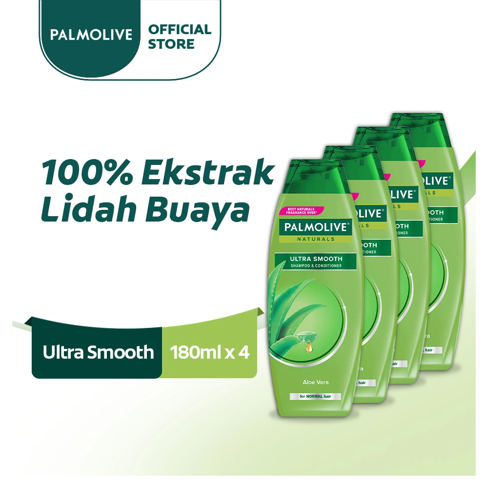 Palmolive Naturals Shampoo & Conditioner Ultra Smooth 180ml - Shampo Kondisioner (4pcs)