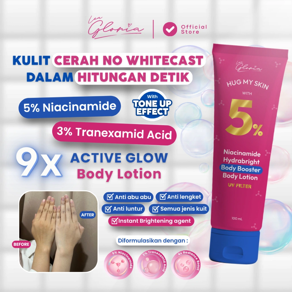 Lea Gloria - Lotion Pencerah Kulit 5% Niacinamide Hydrabright Body Booster Body Lotion UV FILTER 100 ML Hug My Skin
