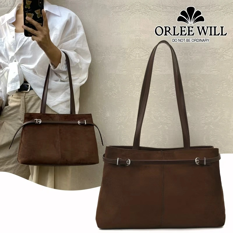 ORLEE WILL Tas Tote Bag Wanita Suede Coklat Tas Sekolah Tas Tangan OL-238