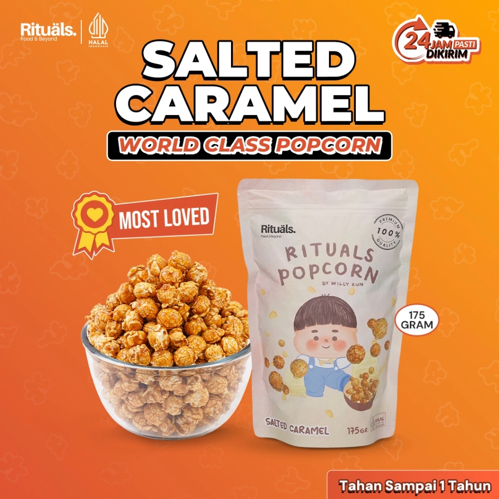 Rituals Food Salted Caramel Popcorn 175gr Ukuran Large - Snack Jagung Karamel Cemilan Crispy by Willy Kun