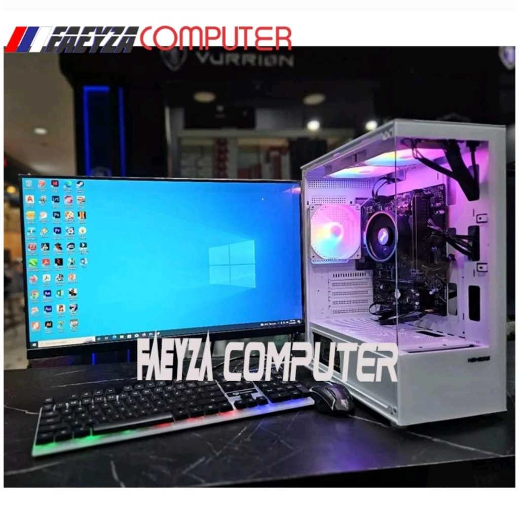 PC Gaming Fullset AMD Ryzen 3 3200G SSD 256GB lengkap LED 24 inc Keyboard Mouse GAMING